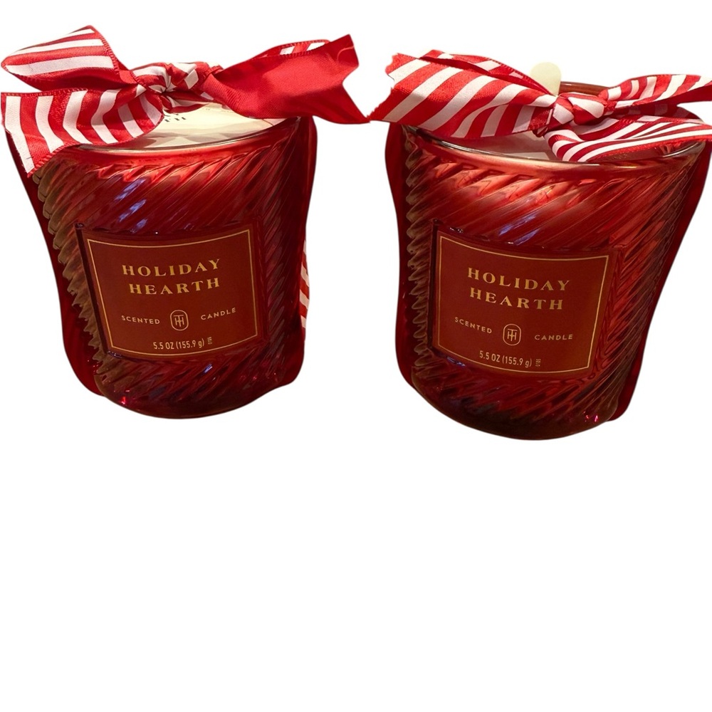 Two 5.5oz Swirled Glass Candle Jars Holiday Hearth - Threshold™